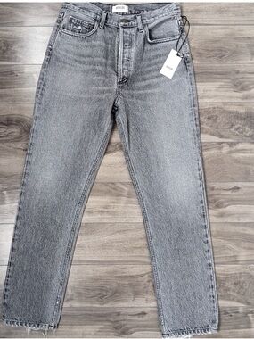 AGOLDE Fen High Rise Relaxed Taper in Trip Washed Black Grey Size 27